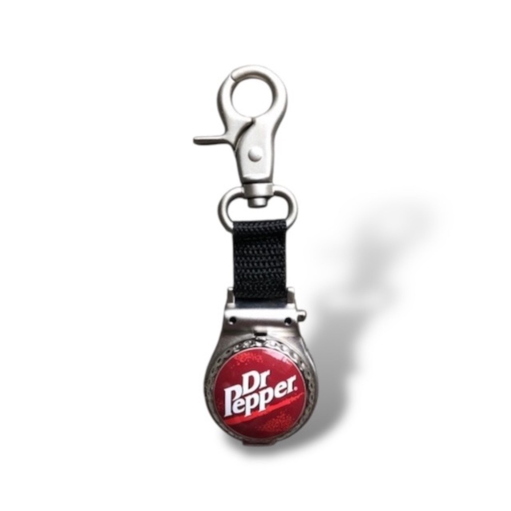 NWOT: Silver And Red Dr Pepper Collectable Fob Watch Size OS